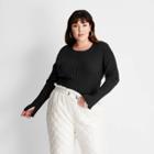 Women's Plus Size Party Twisted Back Crewneck Pullover Sweater - Future Collective With Kahlana Barfield Brown Black
