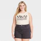 Disney Women's Plus Size Mickey Mouse Graphic Tank Top - Off-white