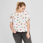 Women's Jurassic Park Plus Size Short Sleeve Dinosaur Print T-shirt (juniors') White 1x,