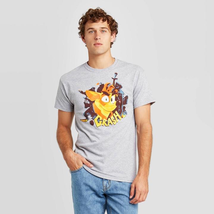 Men's Crash Bandicoot Short Sleeve Graphic T-shirt - Gray