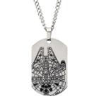 Men's Disney Star Wars Millennium Falcon Laser Etched Stainless Steel Dog Tag Pendant With Chain