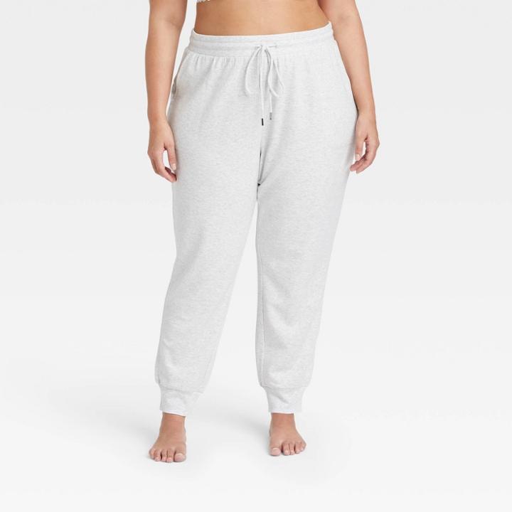 Women's Plus Size Beautifully Soft Fleece Lounge Jogger Pants - Stars Above Heather Gray