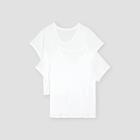 Women's Plus Size Short Sleeve Scoop Neck Slim Fit 2pk Bundle T-shirt - A New Day White/white
