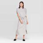 Petitewomen's Short Sleeve Turtleneck Batwing A Line Midi Dress - Prologue Heather Gray S, Women's, Size: Small, Grey Gray