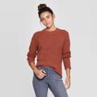 Women's Long Sleeve Crewneck Raglan Pullover Sweater - Universal Thread Brown