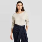 Women's Regular Fit Long Sleeve Crewneck Waffle Knit Top - A New Day Light Brown