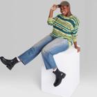 Women's Plus Size Textured Stitch Crewneck Pullover Sweater - Wild Fable Green Multi