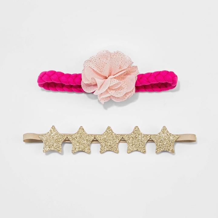 Baby Girls' 2pk Headbands - Cat & Jack Pink/gold