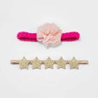 Baby Girls' 2pk Headbands - Cat & Jack Pink/gold