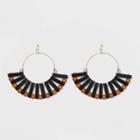 Wooden Rectangle Bar And Beaded Fan Earrings - A New Day Black