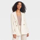 Women's Double Breasted Blazer - A New Day Cream