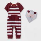 Petitebaby Boys' Short Sleeve Romper With Bib - Cat & Jack Maroon/gray Newborn, Boy's, Red