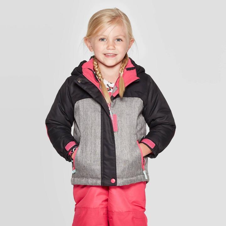 Toddler Girls' 3-in-1 Jacket - Cat & Jack Black 2t, Toddler Girl's, Black/gry Color Block