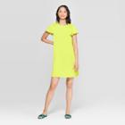 Women's Short Puff Sleeve Crewneck Mini Shift Dress - Who What Wear Yellow