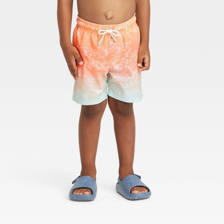 Toddler Boys' Ombre Printed Swim Shorts - Cat & Jack Orange