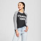 Target Women's Stranger Things Raglan 3/4 Sleeve T-shirt (juniors') - Black/gray