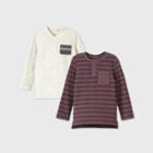 Toddler Boys' 2pk Double Knit T-shirt - Cat & Jack Cream/burgundy