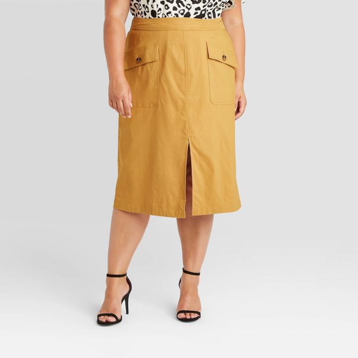 Women's Plus Size A-line Pencil Midi Skirt - Who What Wear Brown