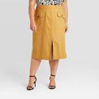 Women's Plus Size A-line Pencil Midi Skirt - Who What Wear Brown