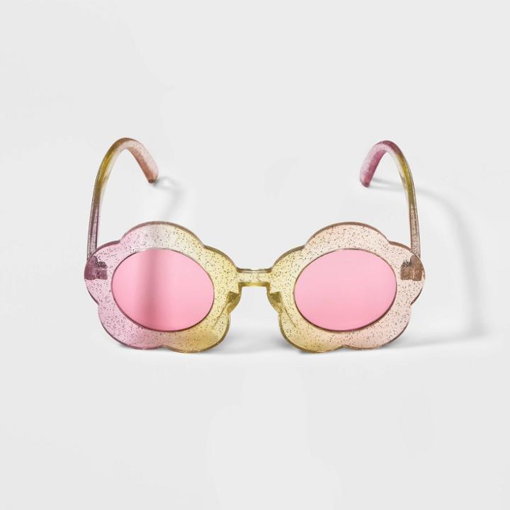 Toddler Girls' Glitter Flower Sunglasses - Cat & Jack Pink