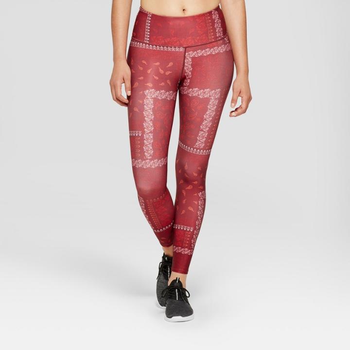Women's Performance 7/8 Bandana Print High-waisted Leggings - Joylab Zinfandel Red