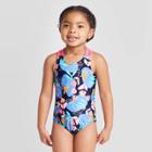 Toddler Girls' Lei Floral One Piece Swimsuit - Cat & Jack Blue 12m, Toddler Girl's