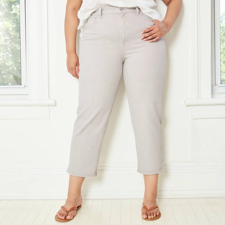 Women's Plus Size High-rise Cropped Straight Jeans - Universal Thread Gray
