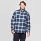 Men's Tall Plaid Long Sleeve 2-pocket Flannel Button-down Shirt - Goodfellow & Co Coastal Wave Mt, Men's, Coastal Blue