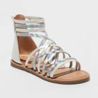 Girls' Dion Zipper Metallic Ankle Strap Sandals - Cat & Jack White