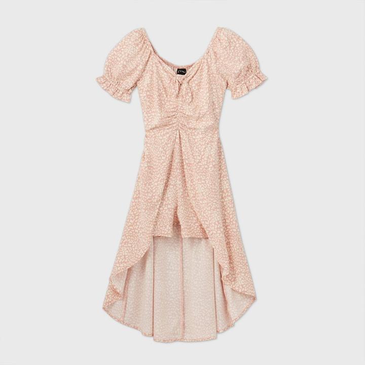 Girls' Tie-front Walk-through Romper - Art Class Pink