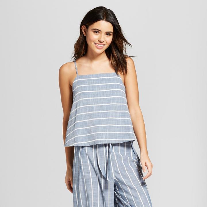 Women's Stripe Tulip Back Tank - Universal Thread Blue