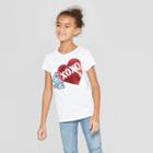 Plus Size Girls' Disney Stitch Valentine's Day Flip Sequin Short Sleeve T-shirt - White