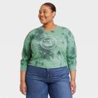 Mighty Fine Women's Plus Size Blame It On My Zodiac Long Sleeve Graphic T-shirt - Green Tie-dye
