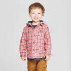 Toddler Boys' Long Sleeve Button-down Shirt With Hood - Cat & Jack Red