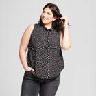 Women's Plus Size Any Day Polka Dot Sleeveless Shirt - A New Day Black