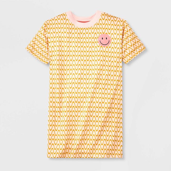 Girls' Smiley Squiggle Oversized Sleep Shirt - Art Class Orange