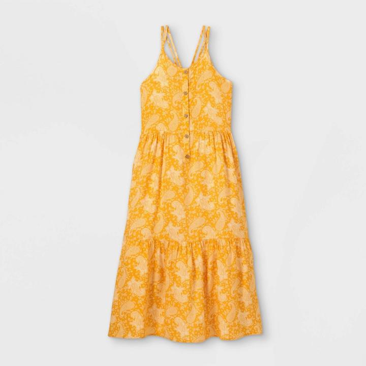 Girls' Button-front Woven Sleeveless Dress - Art Class Yellow