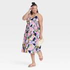 Women's Plus Size Sleeveless Tie-back Tiered Dress - Ava & Viv Floral X