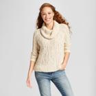 Women's Long Sleeve Cowl Neck Lace-up Back Sweater - Xhilaration Ivory