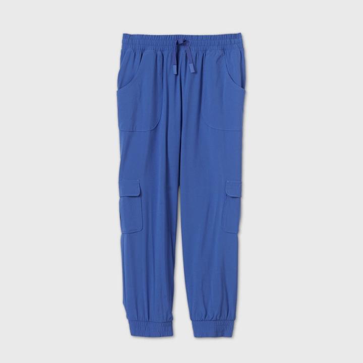 Girls' Stretch Woven Capri Jogger Pants - All In Motion Periwinkle Blue Xs, Girl's, Purple Blue