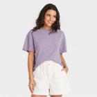 Women's Short Sleeve Boxy T-shirt - Universal Thread Soft Purple