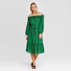 Women's Polka Dot Puff Long Sleeve Dress - Who What Wear Green