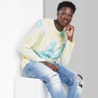 Adult Tie-dye Regular Fit Long Sleeve Crewneck T-shirt - Original Use Light Yellow