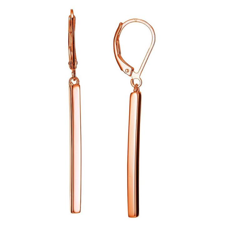 Prime Art & Jewel 18k Rose Gold Plated Sterling Silver No Stone Linear Lever Back Earrings, Girl's