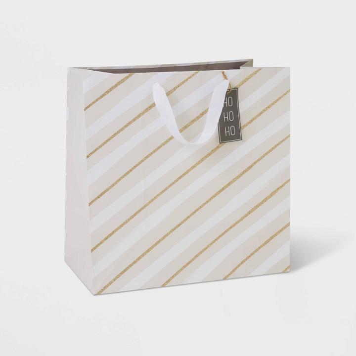 Large Gift Bag With Diagonal Stripes - Wondershop