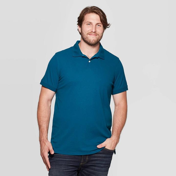 Petitemen's Big & Tall Short Sleeve Loring Polo Shirt - Goodfellow & Co Coastal Wave 3xbt, Coastal Blue