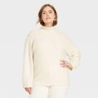Women's Plus Size Mock Turtleneck Seam Front Pullover Sweater - Universal Thread Cream