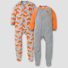 Gerber Toddler Boys' Fox Blanket Sleeper Footed Pajama - Orange