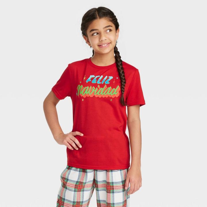 Kids' Holiday Feliz Navidad Matching Family Pajama T-shirt - Wondershop Red