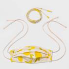 Women's Fabric Mask Lemon Print With Interchangeable Ties - Wild Fable Cream L/xl, Ivory/yellow